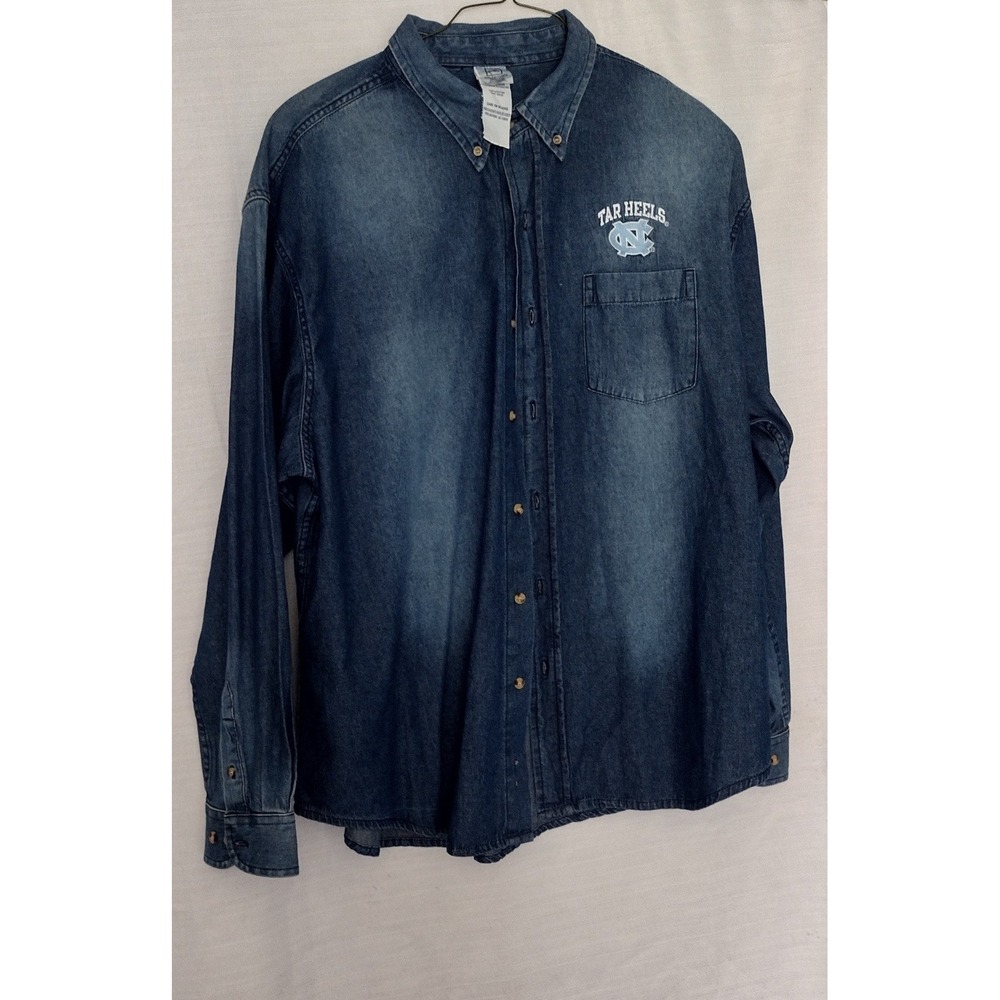 PROEDGE UNC North Carolina Tar Heels Men's Denim Shirt 2XLT Long Sleeve NWT